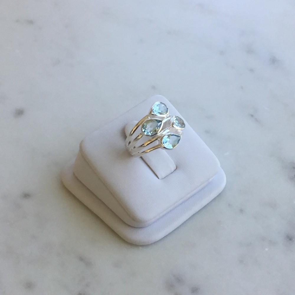 Sterling Natural Blue Topaz Ring - Picture 2 of 15